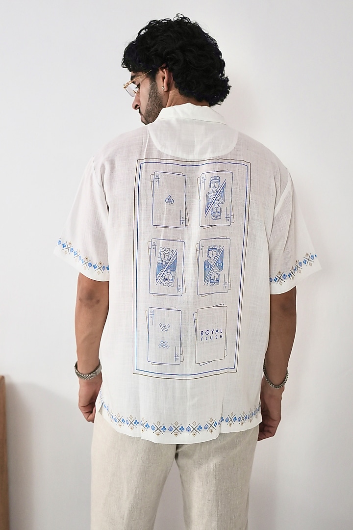 White Linen Tencel Summer Shirt by Raw & Rustic by Niti Bothra Men at Pernia's Pop Up Shop