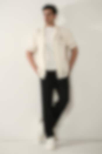 Beige Linen Tencel Summer Shirt by Raw & Rustic by Niti Bothra Men at Pernia's Pop Up Shop