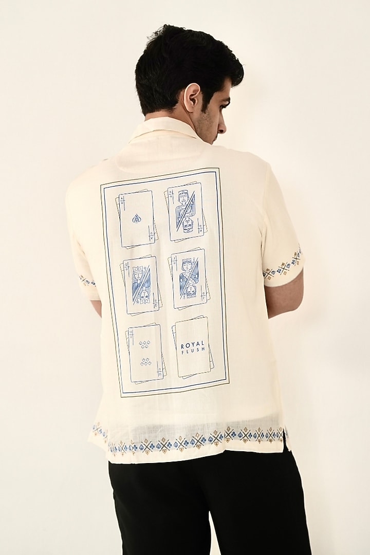 Beige Linen Tencel Summer Shirt by Raw & Rustic by Niti Bothra Men at Pernia's Pop Up Shop