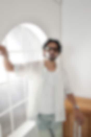 White Linen Tencel Summer Shirt by Raw & Rustic by Niti Bothra Men at Pernia's Pop Up Shop