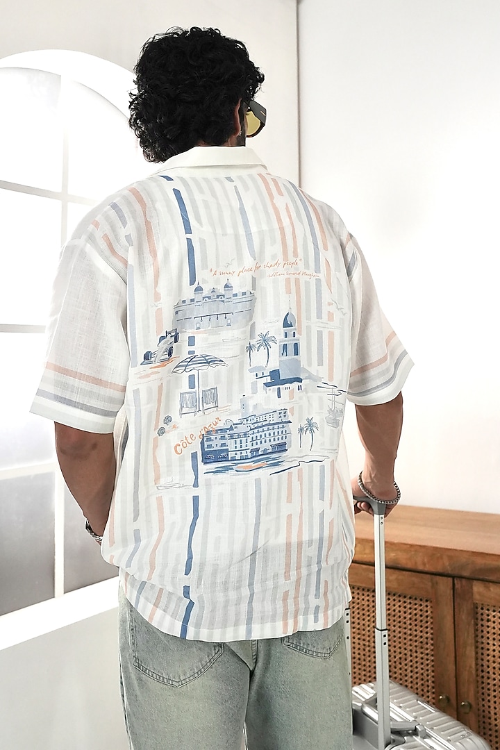 White Linen Tencel Summer Shirt by Raw & Rustic by Niti Bothra Men at Pernia's Pop Up Shop
