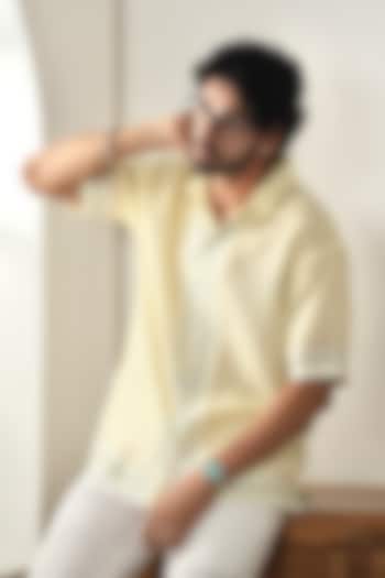 Yellow Linen Tencel Summer Shirt by Raw & Rustic by Niti Bothra Men at Pernia's Pop Up Shop