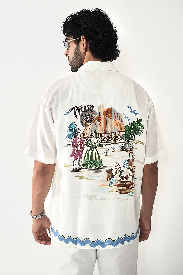 White Linen Tencel Summer Shirt by Raw & Rustic by Niti Bothra Men at Pernia's Pop Up Shop