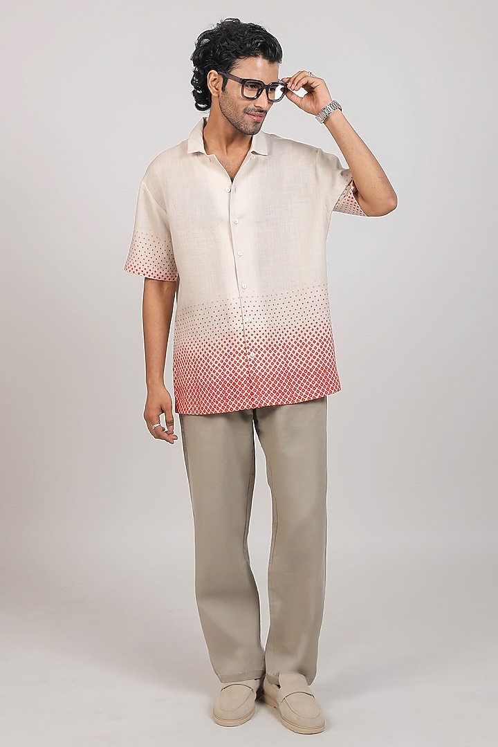 Grey Ombre Linen Tencel Summer Shirt by Raw & Rustic by Niti Bothra Men at Pernia's Pop Up Shop
