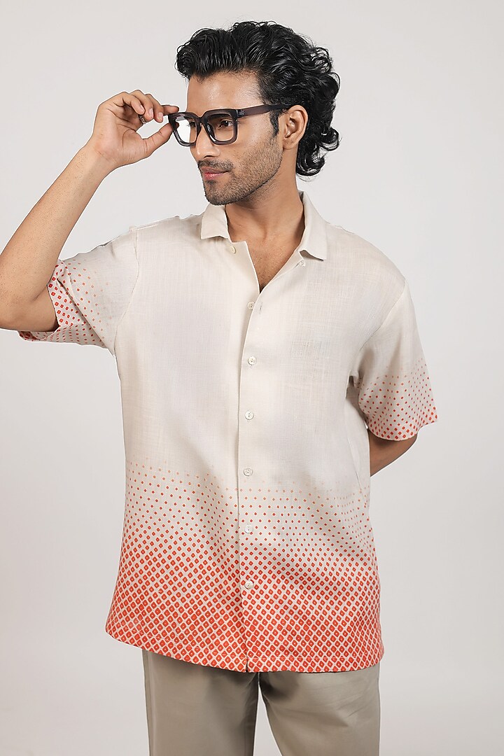 Grey Ombre Linen Tencel Summer Shirt by Raw & Rustic by Niti Bothra Men at Pernia's Pop Up Shop