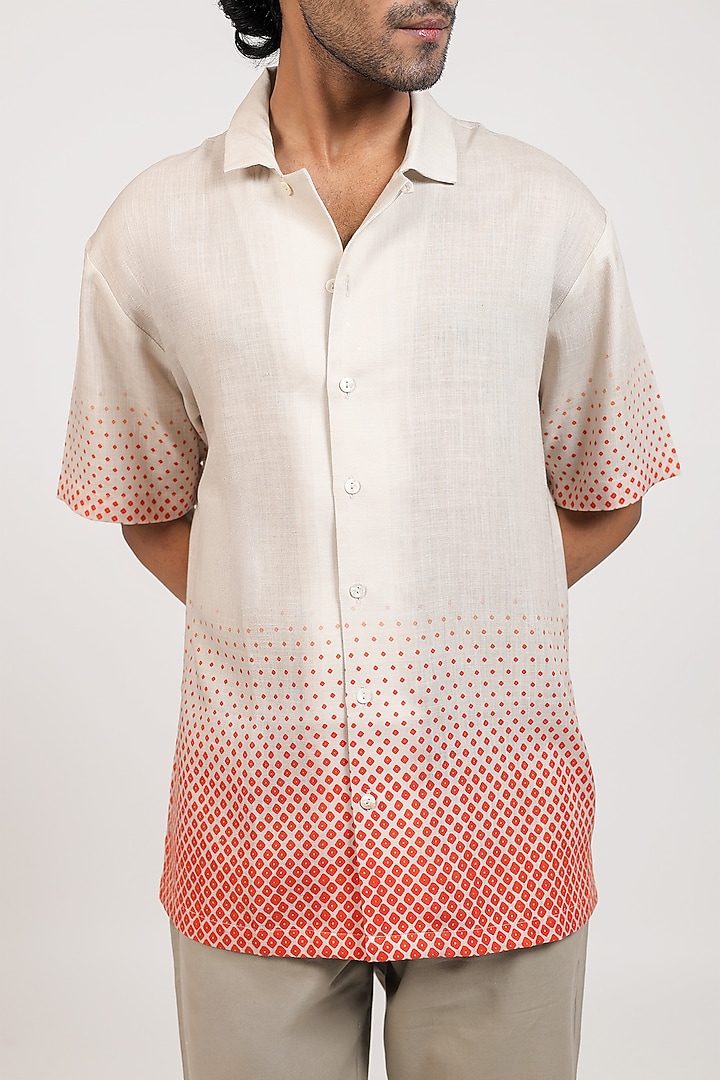 Grey Ombre Linen Tencel Summer Shirt by Raw & Rustic by Niti Bothra Men at Pernia's Pop Up Shop