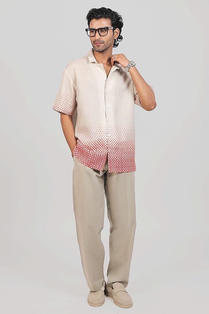 Grey Ombre Linen Tencel Summer Shirt by Raw & Rustic by Niti Bothra Men at Pernia's Pop Up Shop
