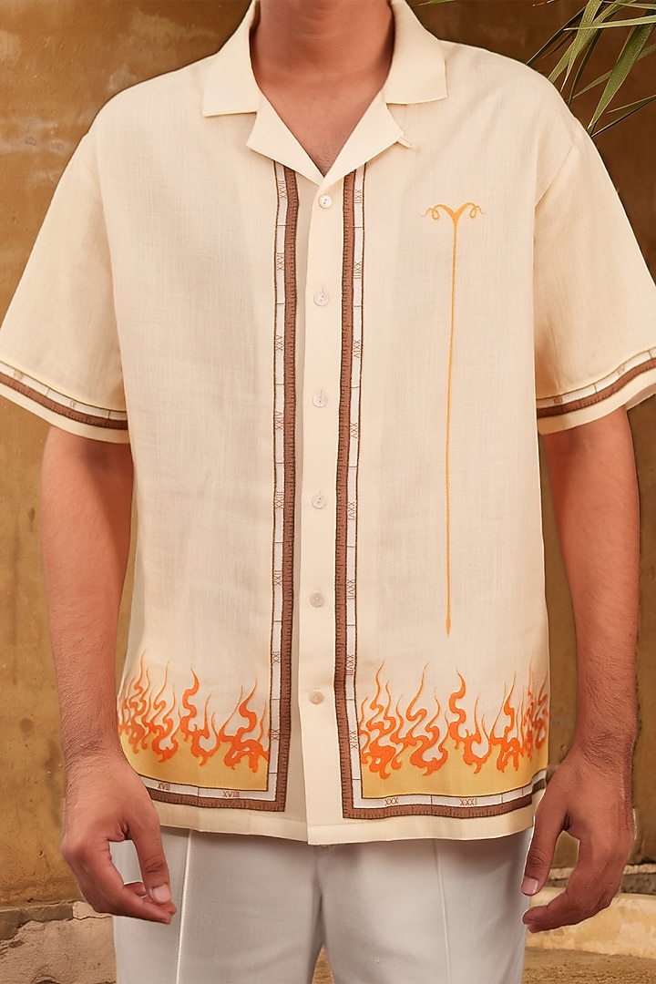 Yellow Linen Tencel Aries Summer Shirt by Raw & Rustic by Niti Bothra Men at Pernia's Pop Up Shop