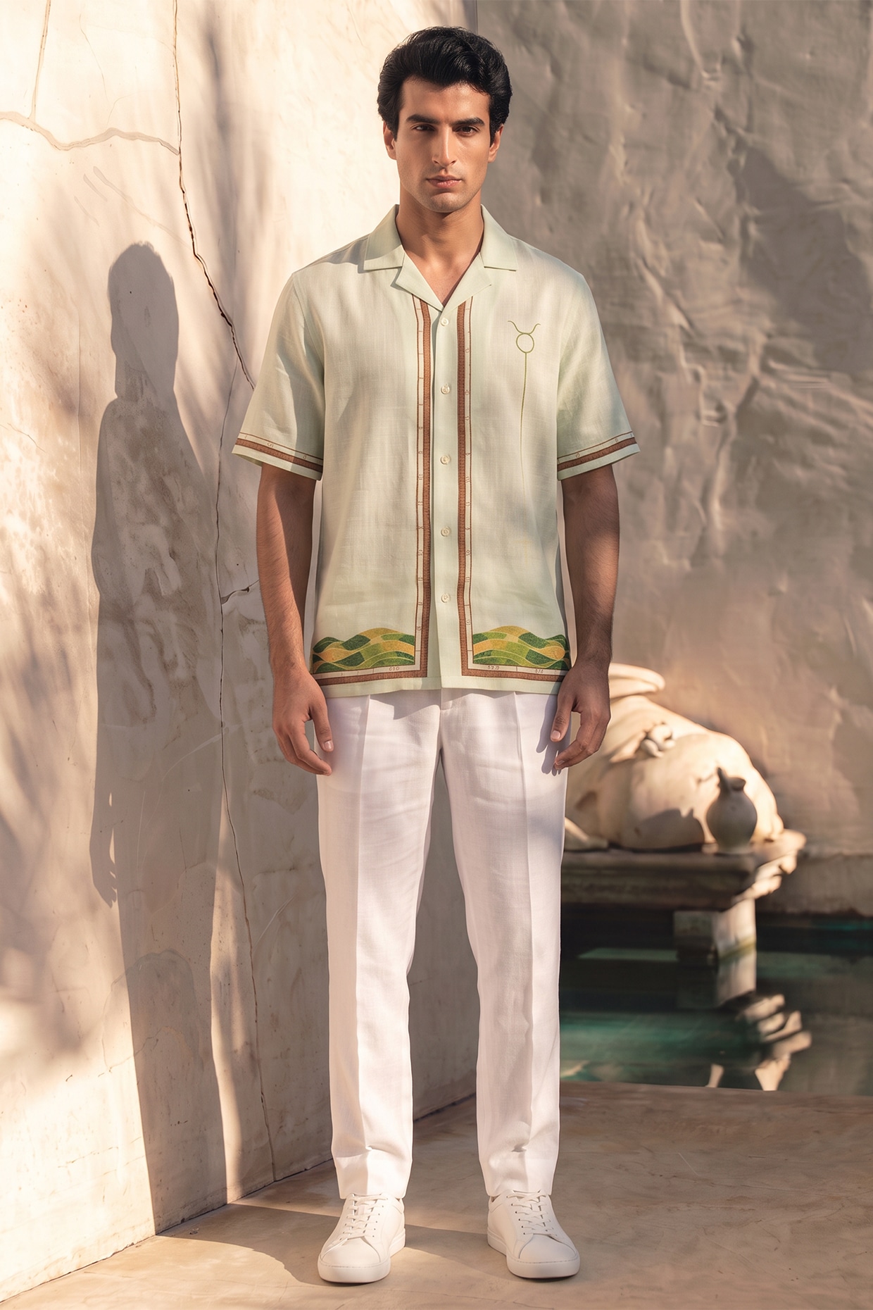 Raw & Rustic by Niti Bothra Green Linen Tencel Taurus Shirt