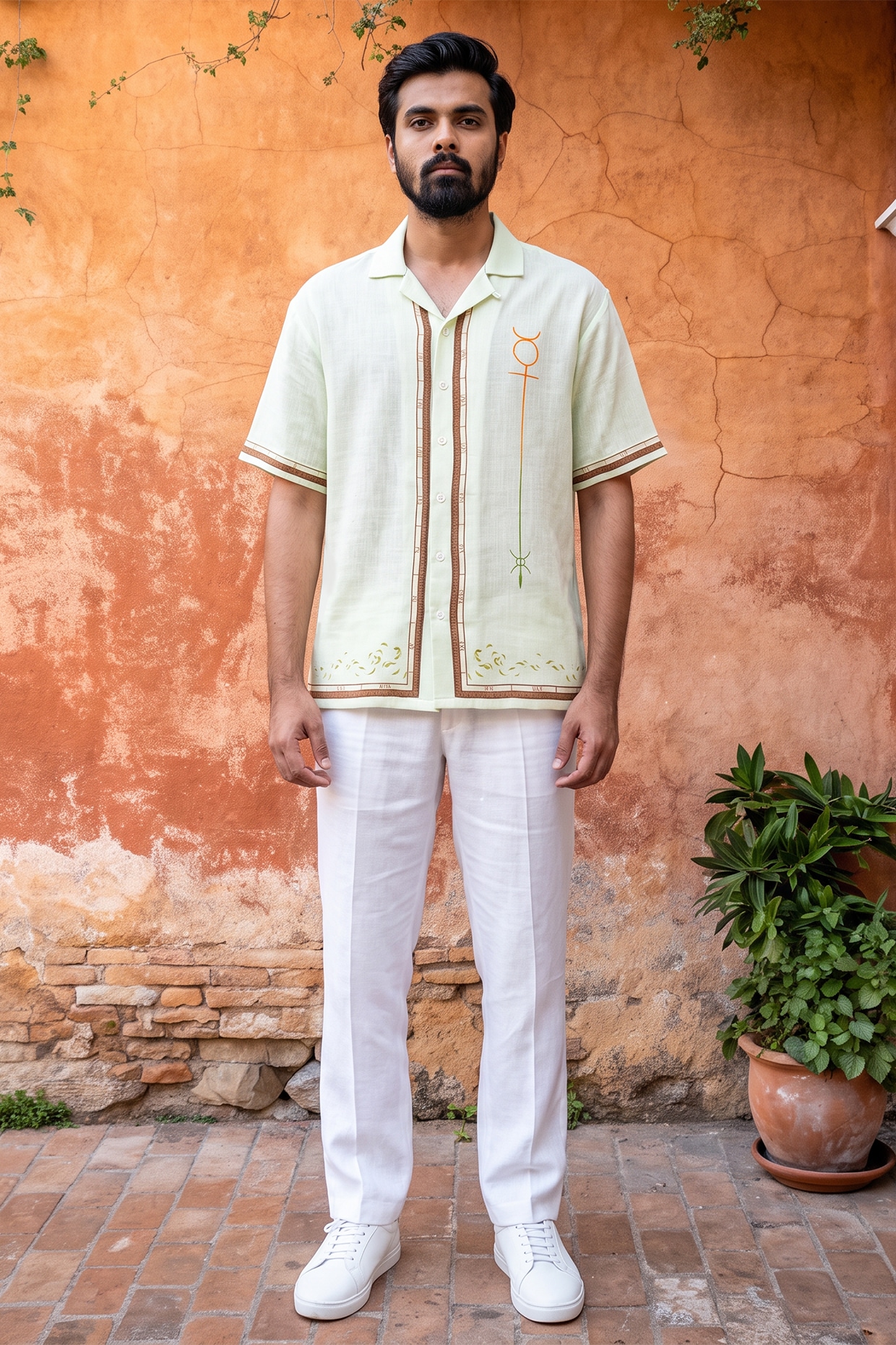Raw & Rustic by Niti Bothra Green Linen Tencel Gemini Shirt