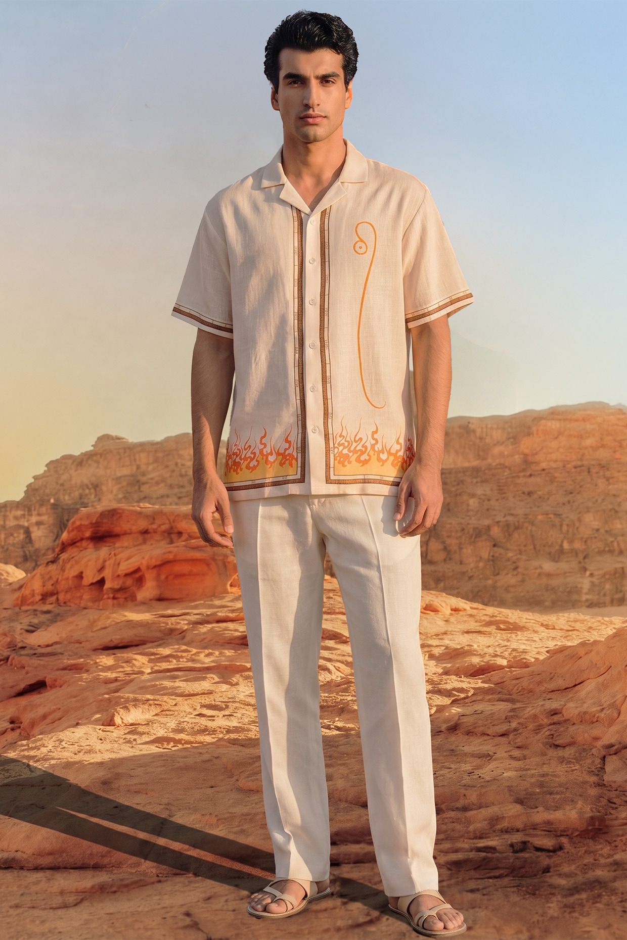 Raw & Rustic by Niti Bothra Cream Linen Tencel Leo Shirt