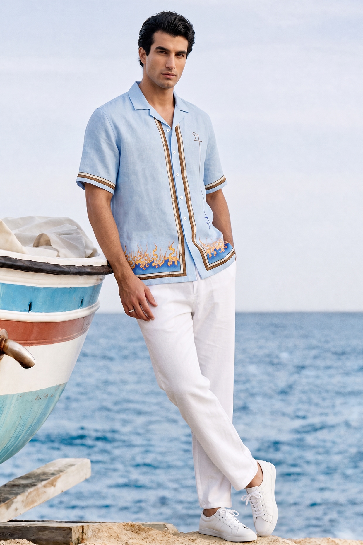 Raw & Rustic by Niti Bothra Blue Linen Tencel Sagittarius Shirt