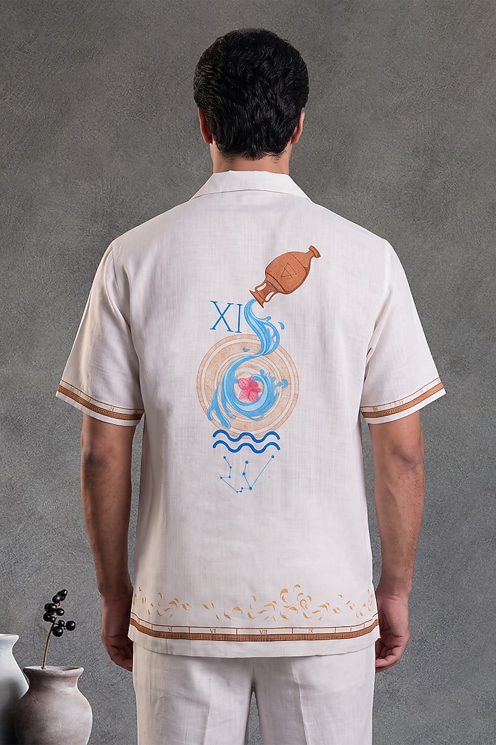 Grey Linen Tencel Aquarius Summer Shirt by Raw & Rustic by Niti Bothra Men at Pernia's Pop Up Shop