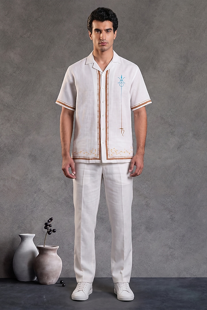 Grey Linen Tencel Aquarius Summer Shirt by Raw & Rustic by Niti Bothra Men at Pernia's Pop Up Shop