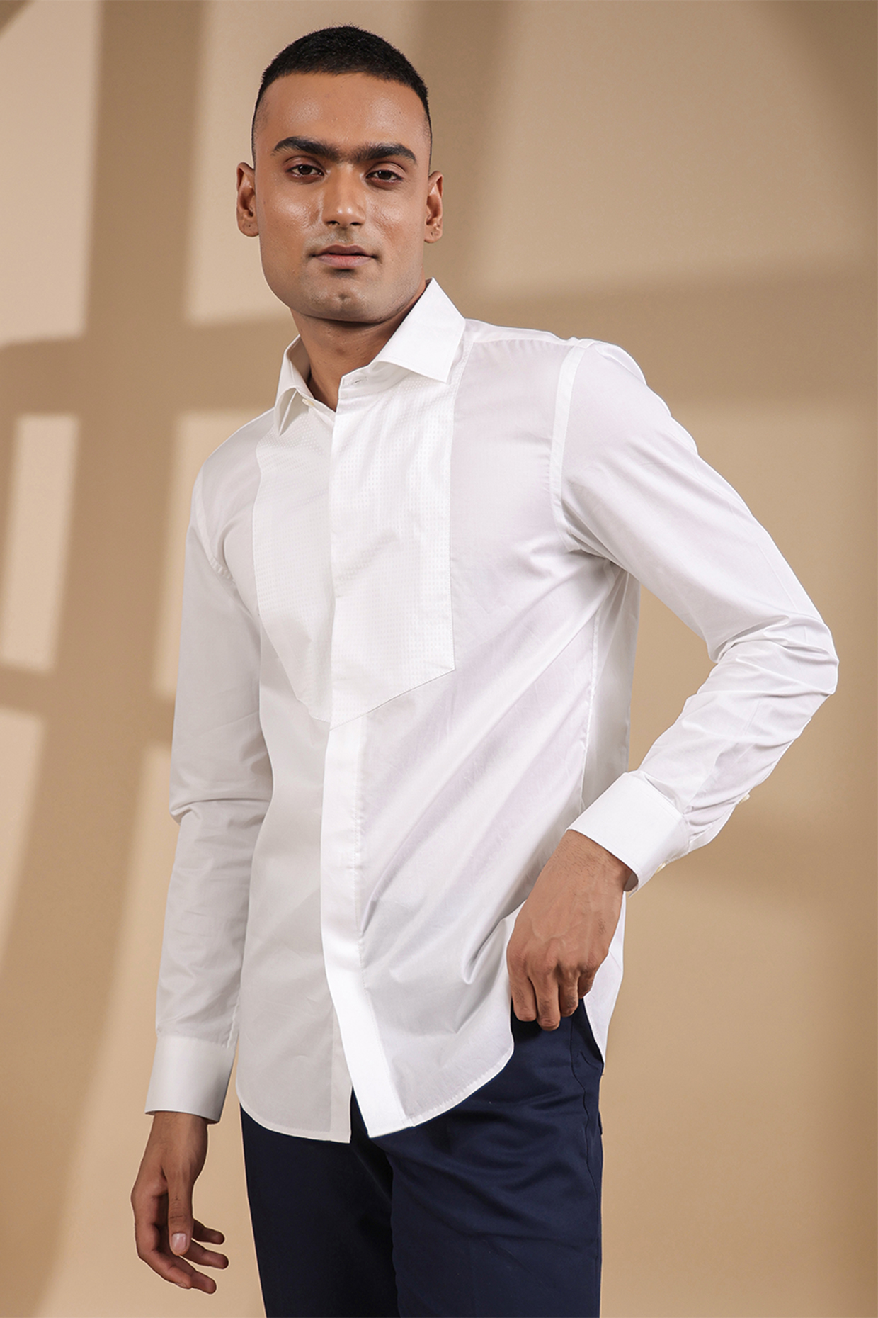 White Supima Cotton Shirt by Raw & Rustic by Niti Bothra Men