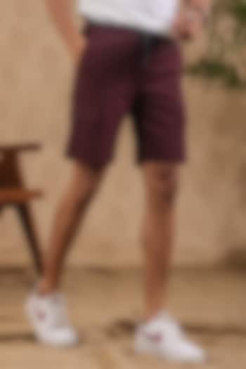 Wine Supima Cotton Cargo Shorts by Raw & Rustic by Niti Bothra Men at Pernia's Pop Up Shop