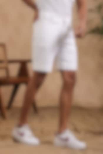 White Supima Cotton Shorts by Raw & Rustic by Niti Bothra at Pernia's Pop Up Shop