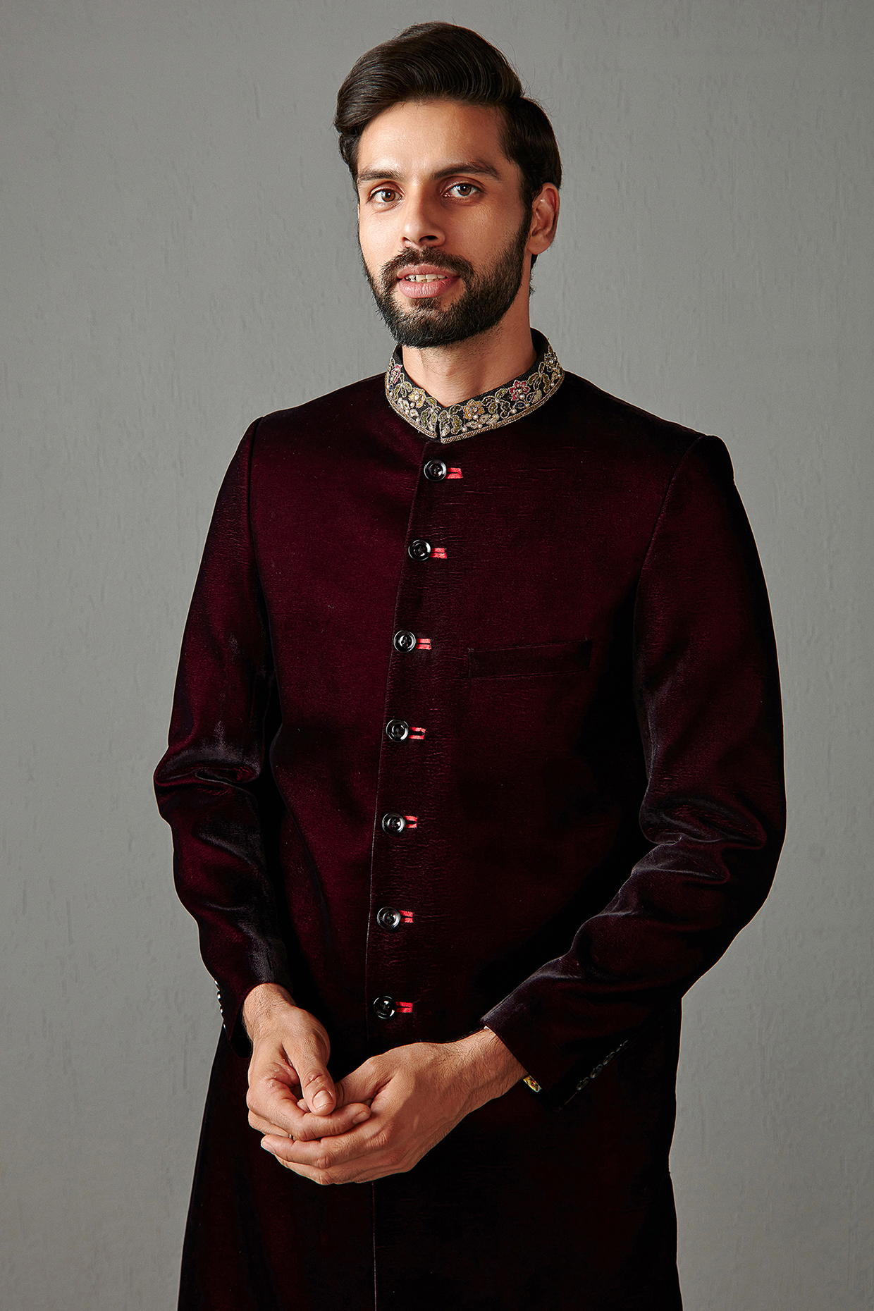 Buy Rabani Rakha Men Black Velvet Sherwani Set at Pernia sPopUpShopMen 2024