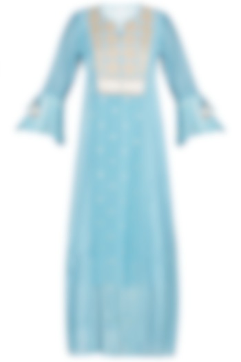 Aqua embroidered dress with slip by Rriso