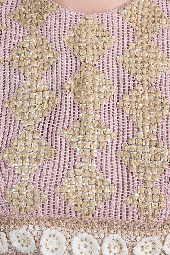 Pink embroidered crop top with dhoti pants available only at Pernia's Pop Up Shop.