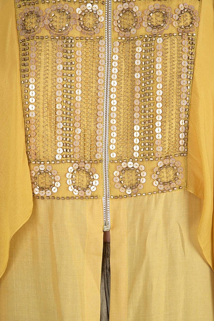 Yellow embroidered tunic with dhoti pants available only at Pernia's Pop Up Shop.