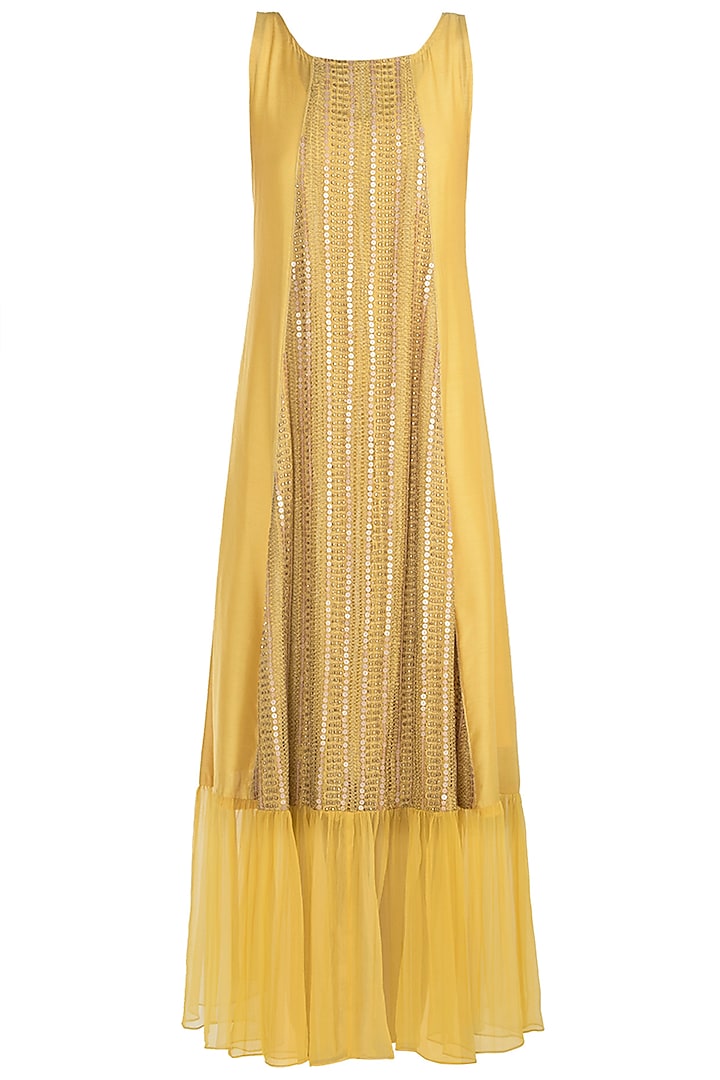 Yellow embroidered dress with slip by Rriso