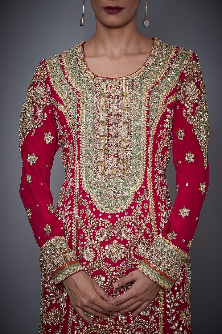 Fuchsia Embroidered Kurta Set by Ri Ritu Kumar at Pernia's Pop Up Shop