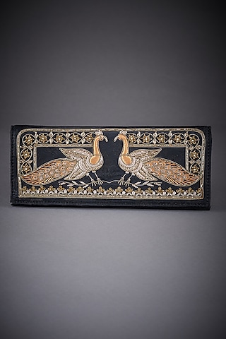 Black & Gold Embroidered Clutch by Ri Ritu Kumar
