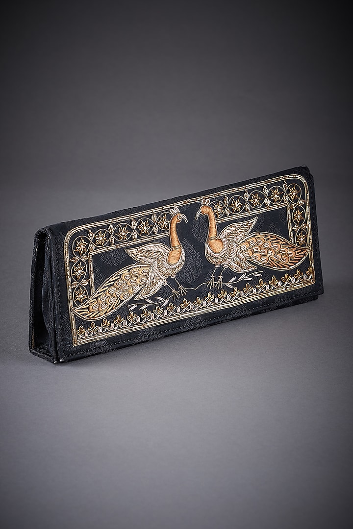 Black & Gold Embroidered Clutch by Ri Ritu Kumar at Pernia's Pop Up Shop