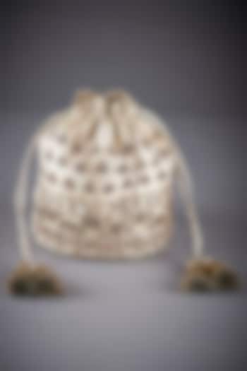 Off White Brocade Embroidered Potli by Ri Ritu Kumar at Pernia's Pop Up Shop