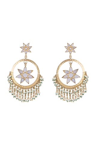 Gold Finish Oversized Fringe Bali Earrings by Ritika Sachdeva