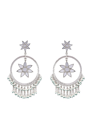 Antique Silver Finish Oversized Fringe Bali Earrings by Ritika Sachdeva