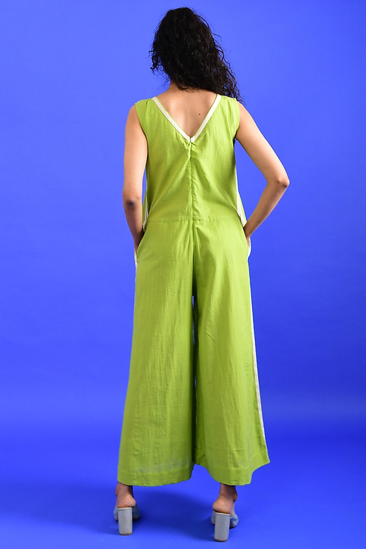 Bright Green Handloom Cotton Jumpsuit by Rias Jaipur at Pernia's Pop Up Shop