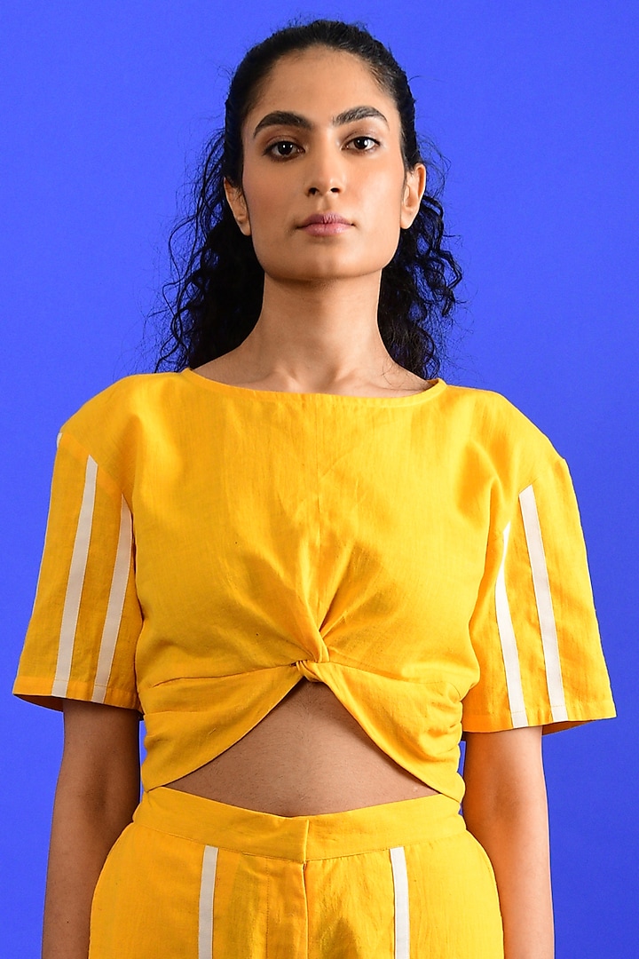 Bright Yellow Handloom Cotton Top by Rias Jaipur