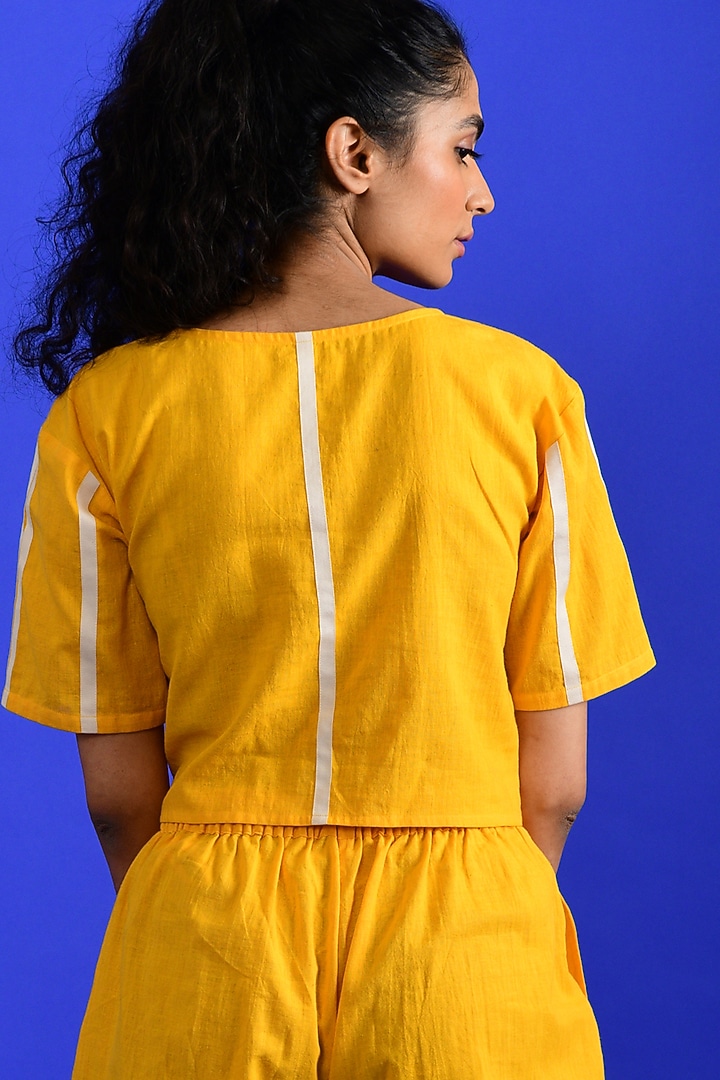Bright Yellow Handloom Cotton Top by Rias Jaipur at Pernia's Pop Up Shop