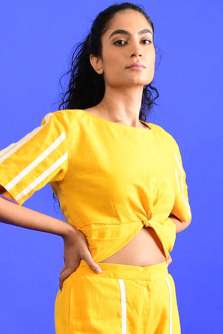Bright Yellow Handloom Cotton Top by Rias Jaipur at Pernia's Pop Up Shop