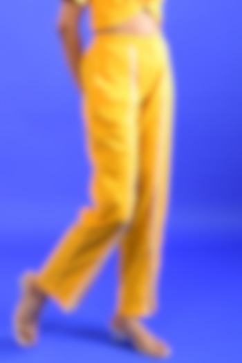 Bright Yellow Handloom Cotton Pants by Rias Jaipur at Pernia's Pop Up Shop