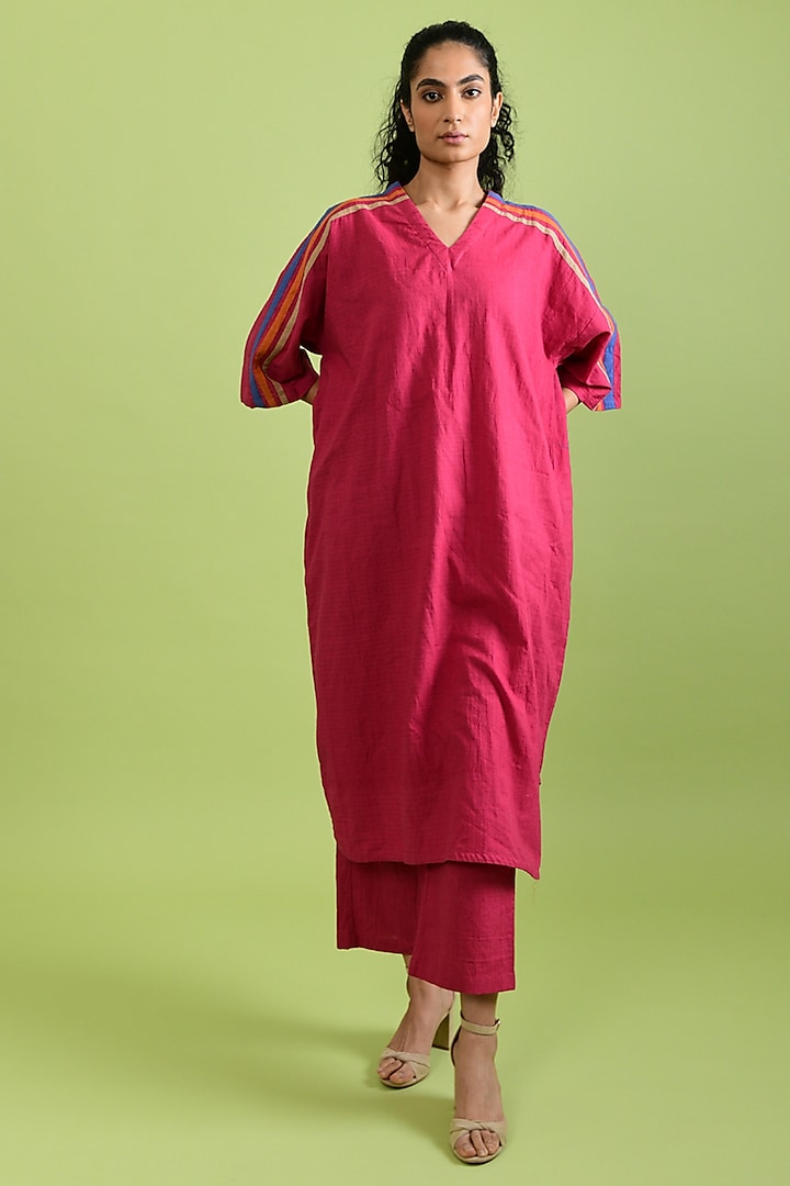 Bright Magenta Handloom Cotton Co-Ord Set by Rias Jaipur
