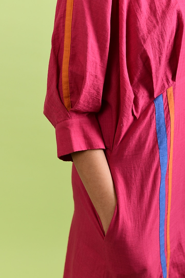 Bright Magenta Handloom Cotton Midi Summer Dress by Rias Jaipur at Pernia's Pop Up Shop
