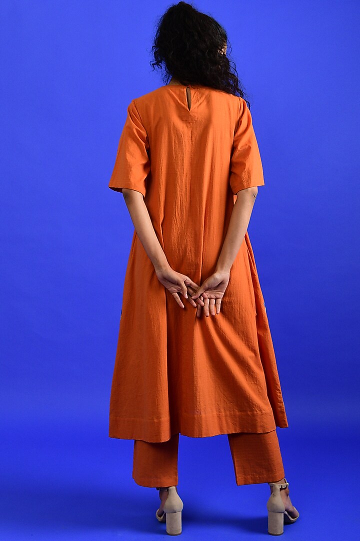 Bright Orange Handloom Cotton Co-Ord Set by Rias Jaipur at Pernia's Pop Up Shop