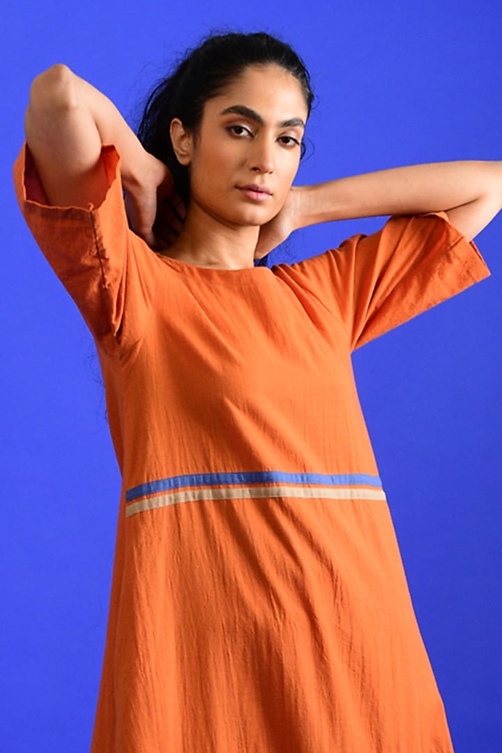 Bright Orange Handloom Cotton Co-Ord Set by Rias Jaipur at Pernia's Pop Up Shop