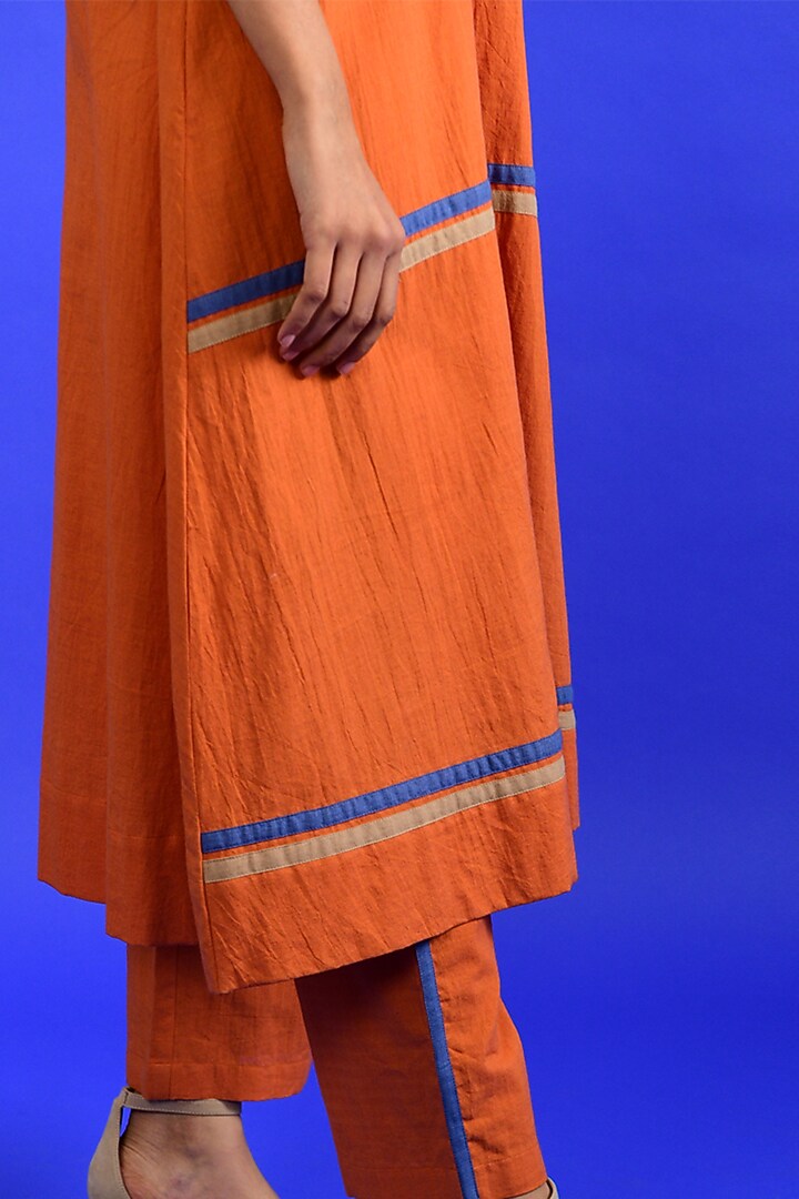 Bright Orange Handloom Cotton Co-Ord Set by Rias Jaipur at Pernia's Pop Up Shop