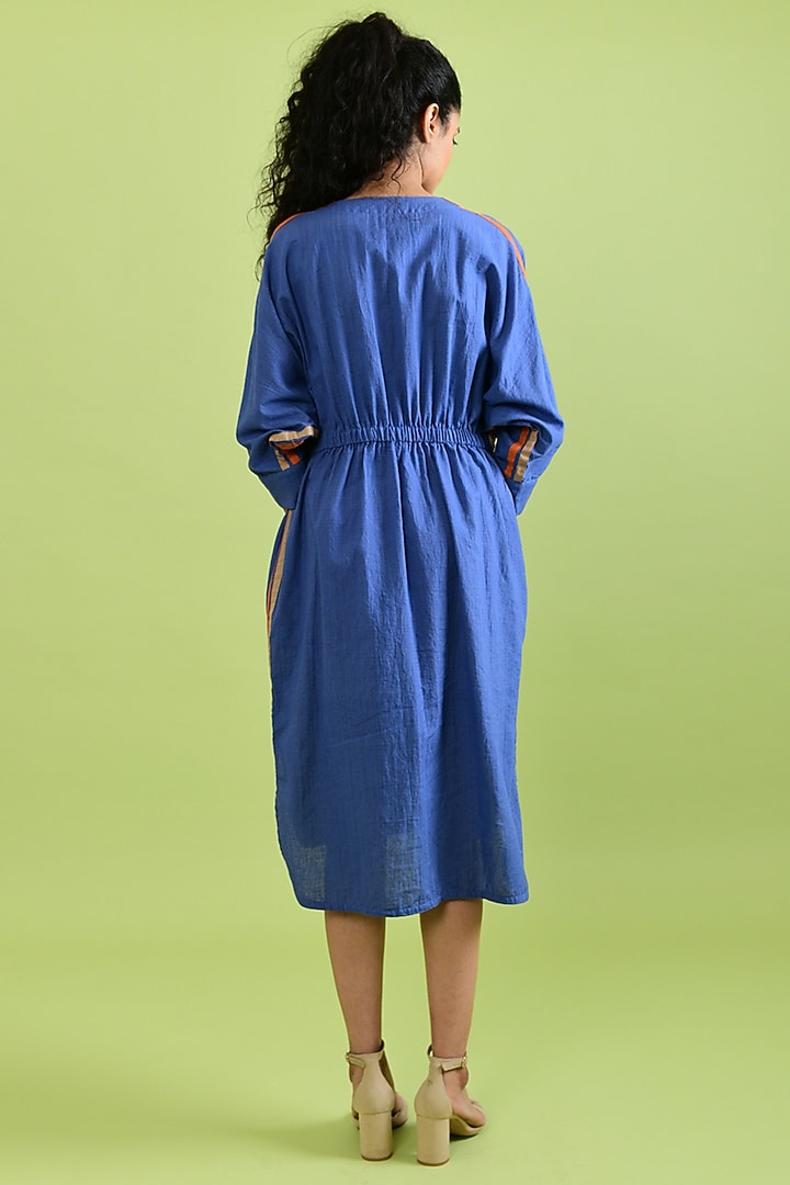 Blue Handloom Cotton Summer Dress by Rias Jaipur at Pernia's Pop Up Shop