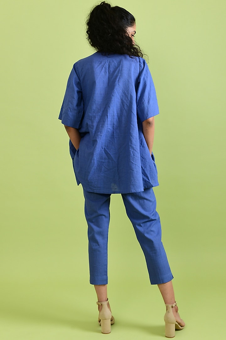 Blue Handloom Cotton Co-Ord Set by Rias Jaipur at Pernia's Pop Up Shop
