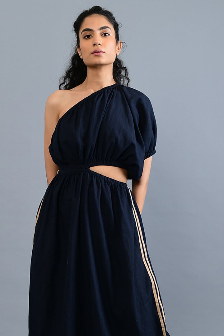 Black Handloom Cotton Maxi Summer Dress by Rias Jaipur at Pernia's Pop Up Shop
