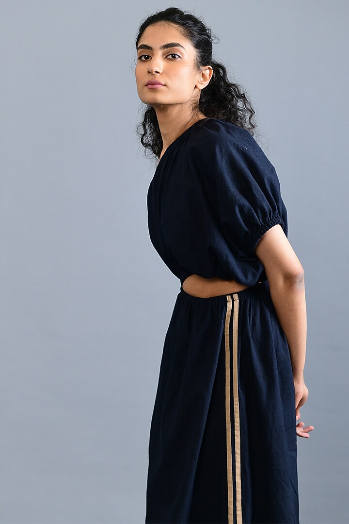Black Handloom Cotton Maxi Summer Dress by Rias Jaipur at Pernia's Pop Up Shop