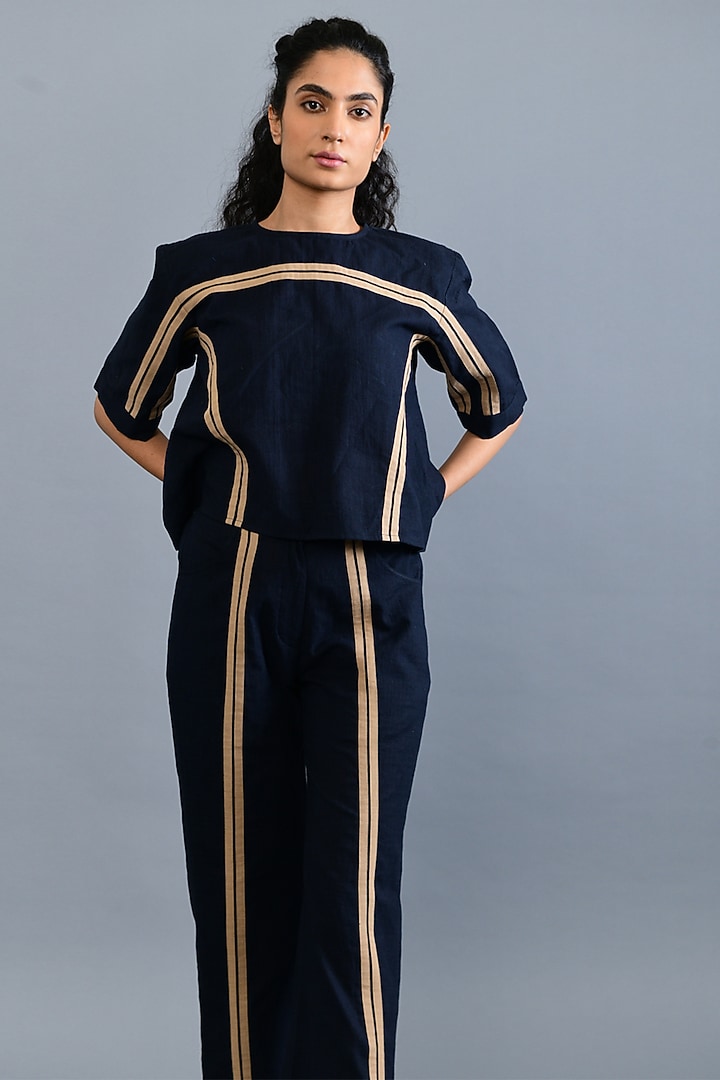 Black Handloom Cotton Co-Ord Set by Rias Jaipur at Pernia's Pop Up Shop
