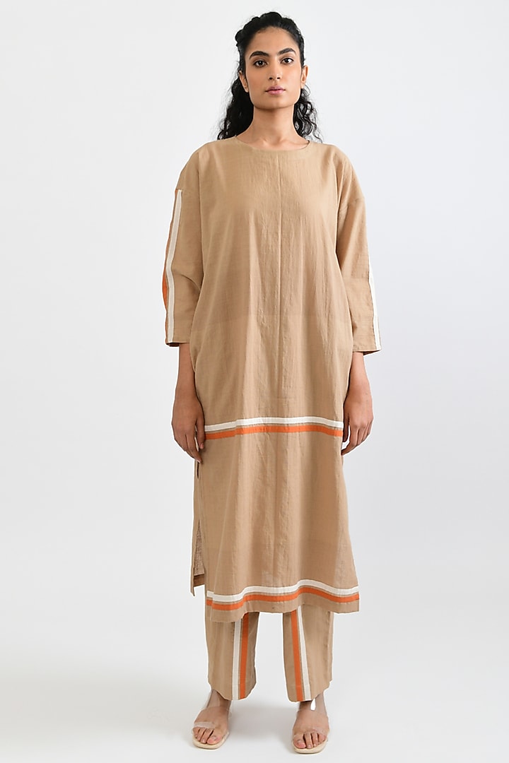 Beige Handloom Cotton Co-Ord Set by Rias Jaipur