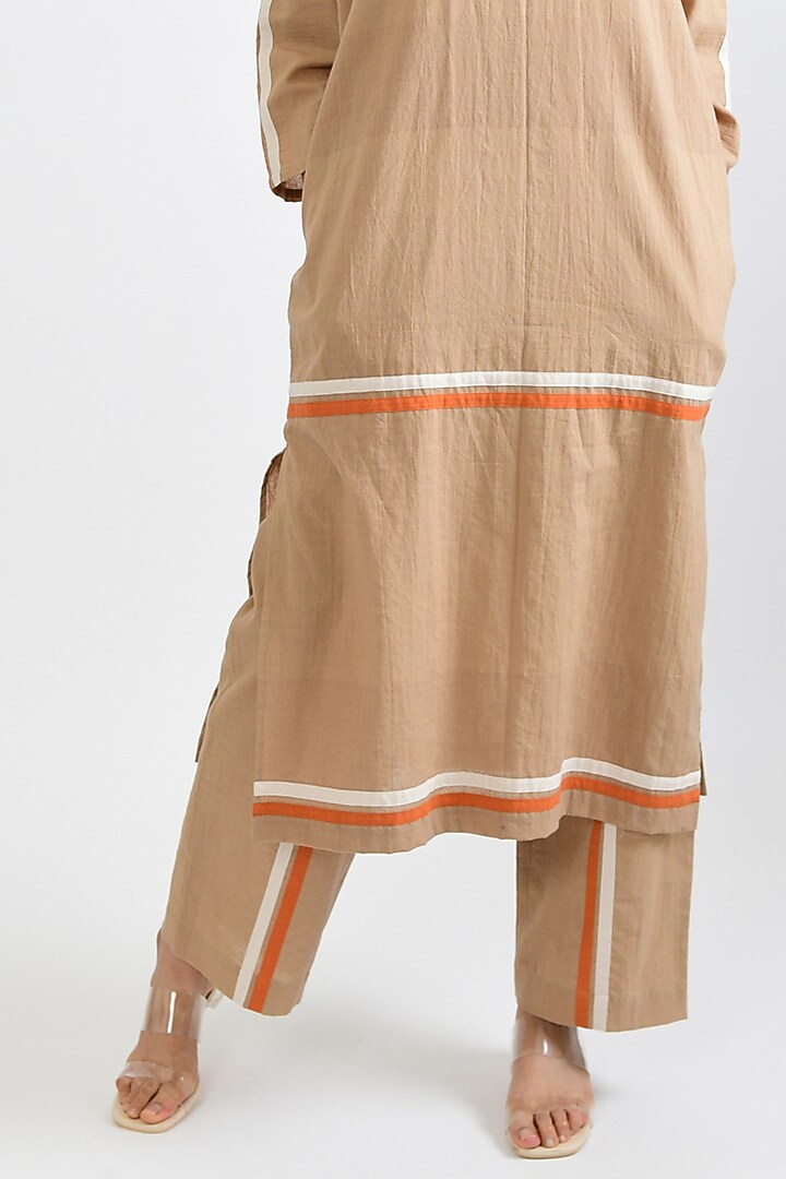 Beige Handloom Cotton Co-Ord Set by Rias Jaipur at Pernia's Pop Up Shop