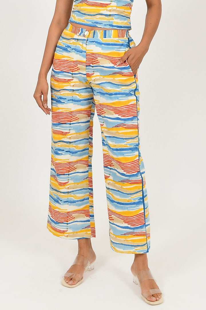 Multi-Colored Organic Cotton Printed Pants by Rias Jaipur at Pernia's Pop Up Shop